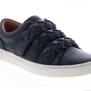 Frye | Ivy Braid Strap Leather Sneakers Shoes Slip On Casual Black Size 8.5